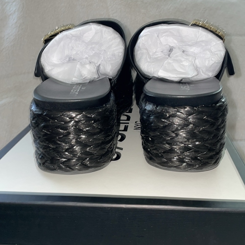 NWT J/SLIDES J/SLIDES QUINLEY Black Leather Sandal - Picture 11 of 16